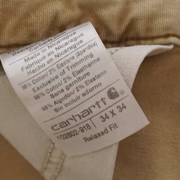 Carhartt Sandstone Tan Double Knee '19 Relaxed Fit Carpenter Painter Pants 34X34 - Picture 12 of 16